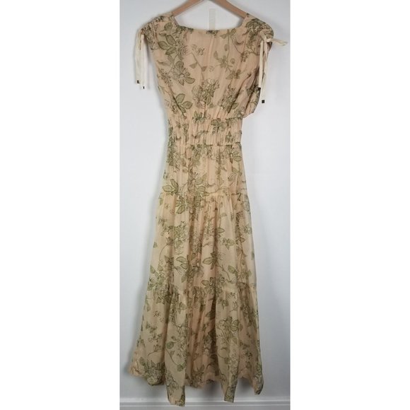 Mon Renn Women's Sz. 2 Wildflower Cut Out Tiered Chiffon Maxi Dress NWT - Picture 13 of 16